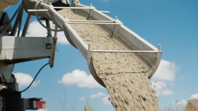 Concrete is Poured from the Truck
